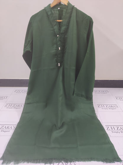 Bottle Green Pashmina 2pc Stitched