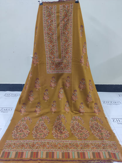 Mustard Jacquard Kani Pashmina 3pc