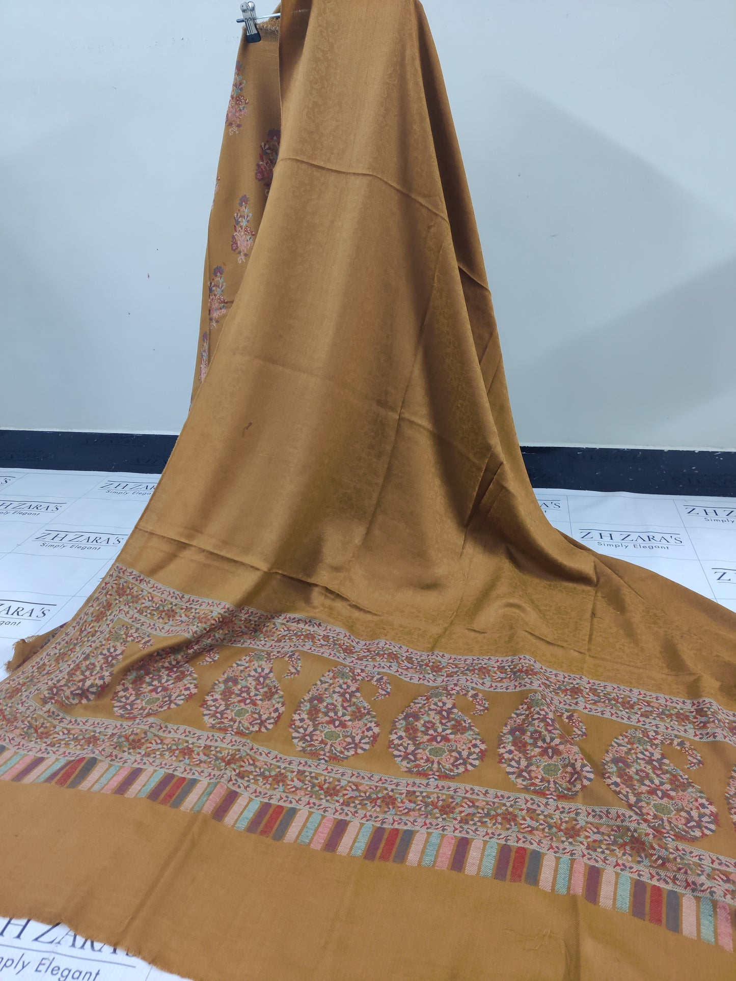 Mustard Jacquard Kani Pashmina 3pc