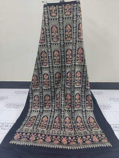 Embroidered Black Pashmina 3pc