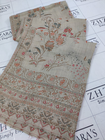 Beige Peach Jaal Kani Pashmina Shawl