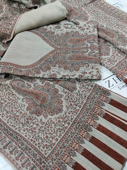 Beige Gala Double Kani Pashmina 3pc