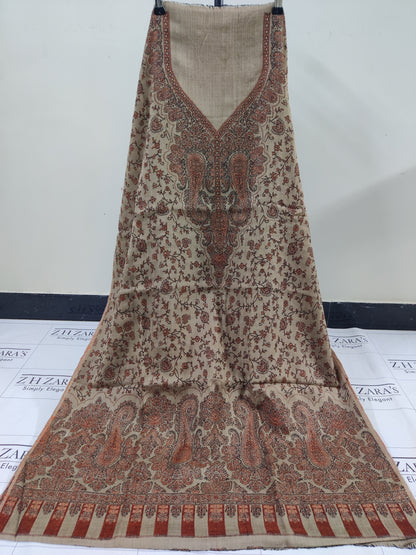 Camel Rust Gala Double Kani Pashmina 3pc