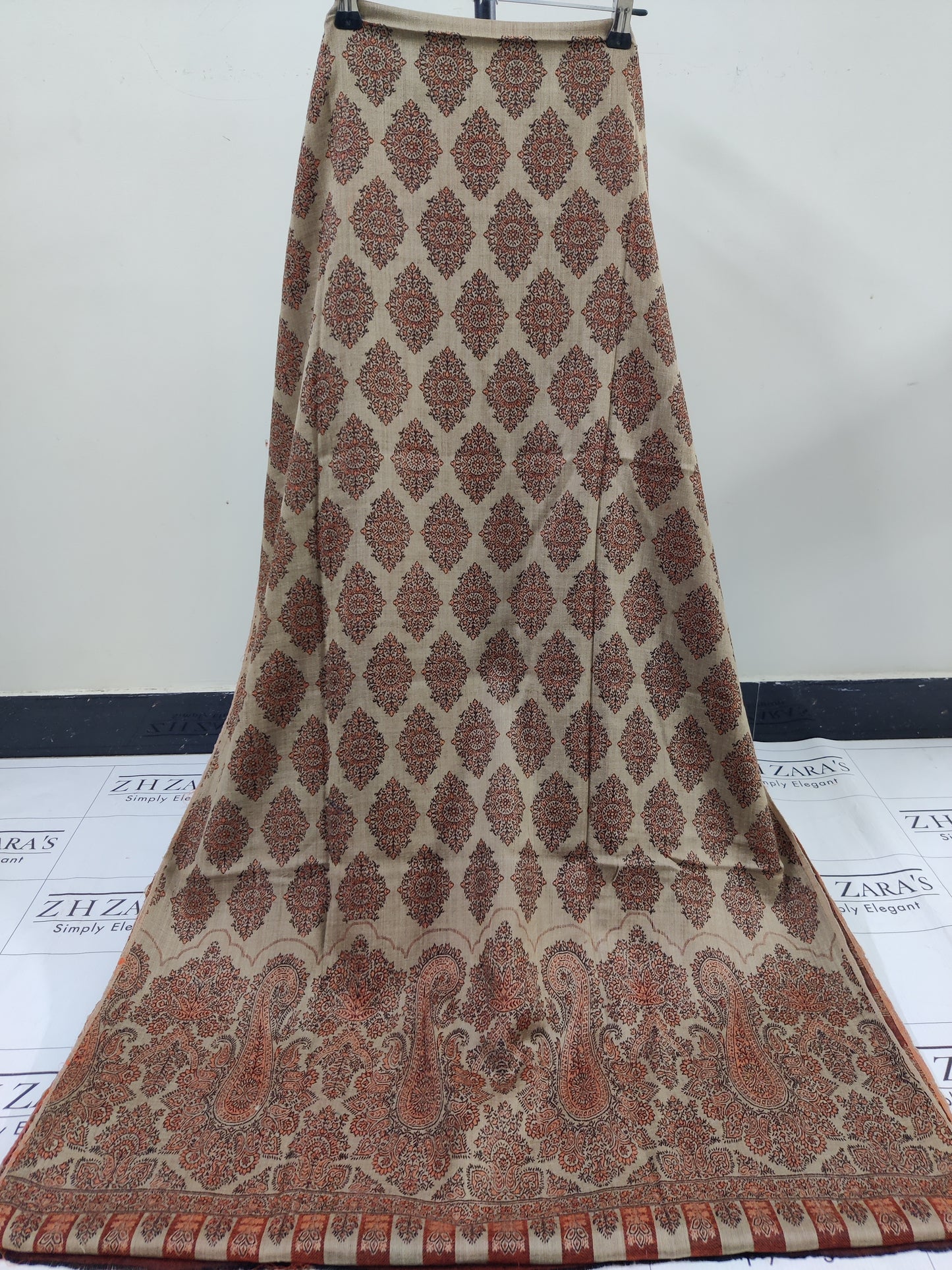 Camel Rust Gala Double Kani Pashmina 3pc