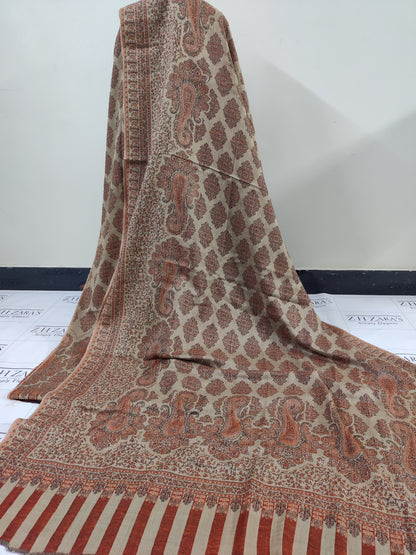 Camel Rust Gala Double Kani Pashmina 3pc