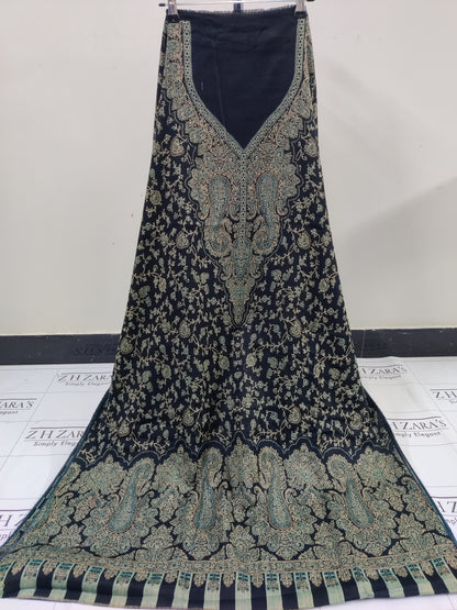Black Green Gala Double Kani Pashmina 3pc