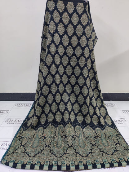 Black Green Gala Double Kani Pashmina 3pc