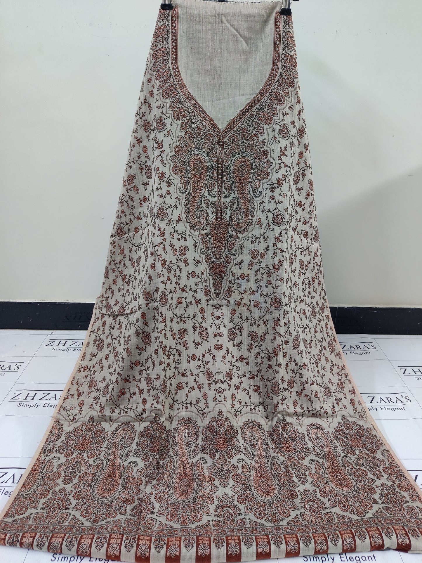 Beige Gala Double Kani Pashmina 3pc