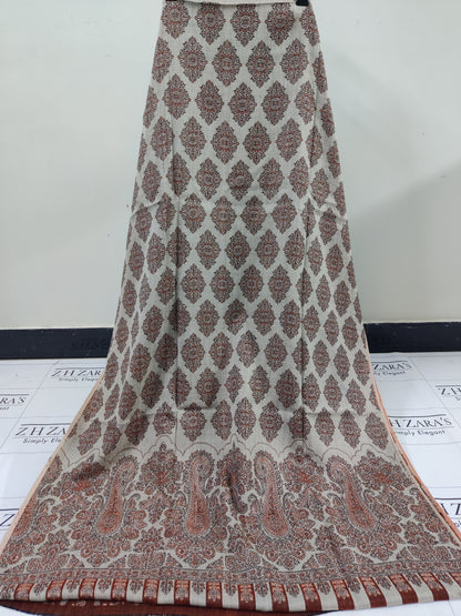 Beige Gala Double Kani Pashmina 3pc