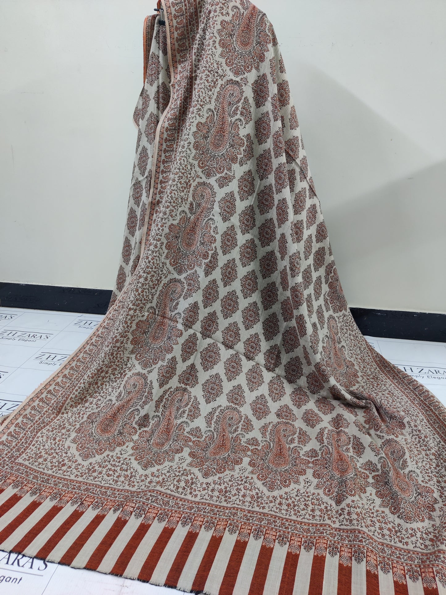 Beige Gala Double Kani Pashmina 3pc