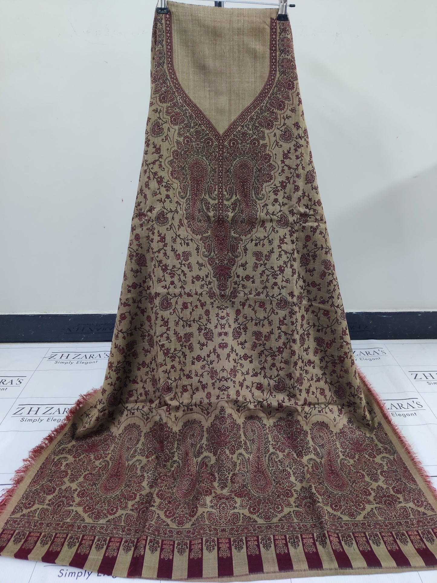 Camel Coffee Gala Double Kani Pashmina 3pc