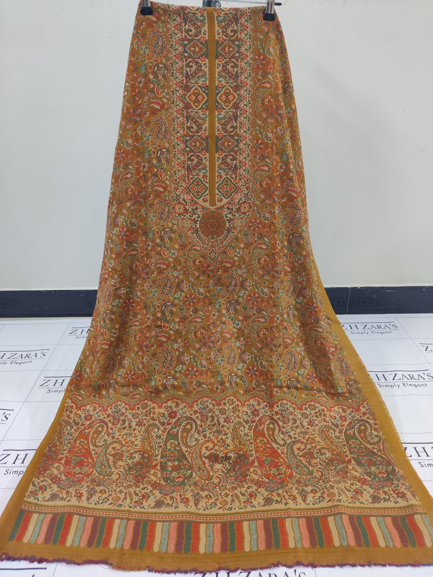 Mustard Full Kani Pashmina 3pc