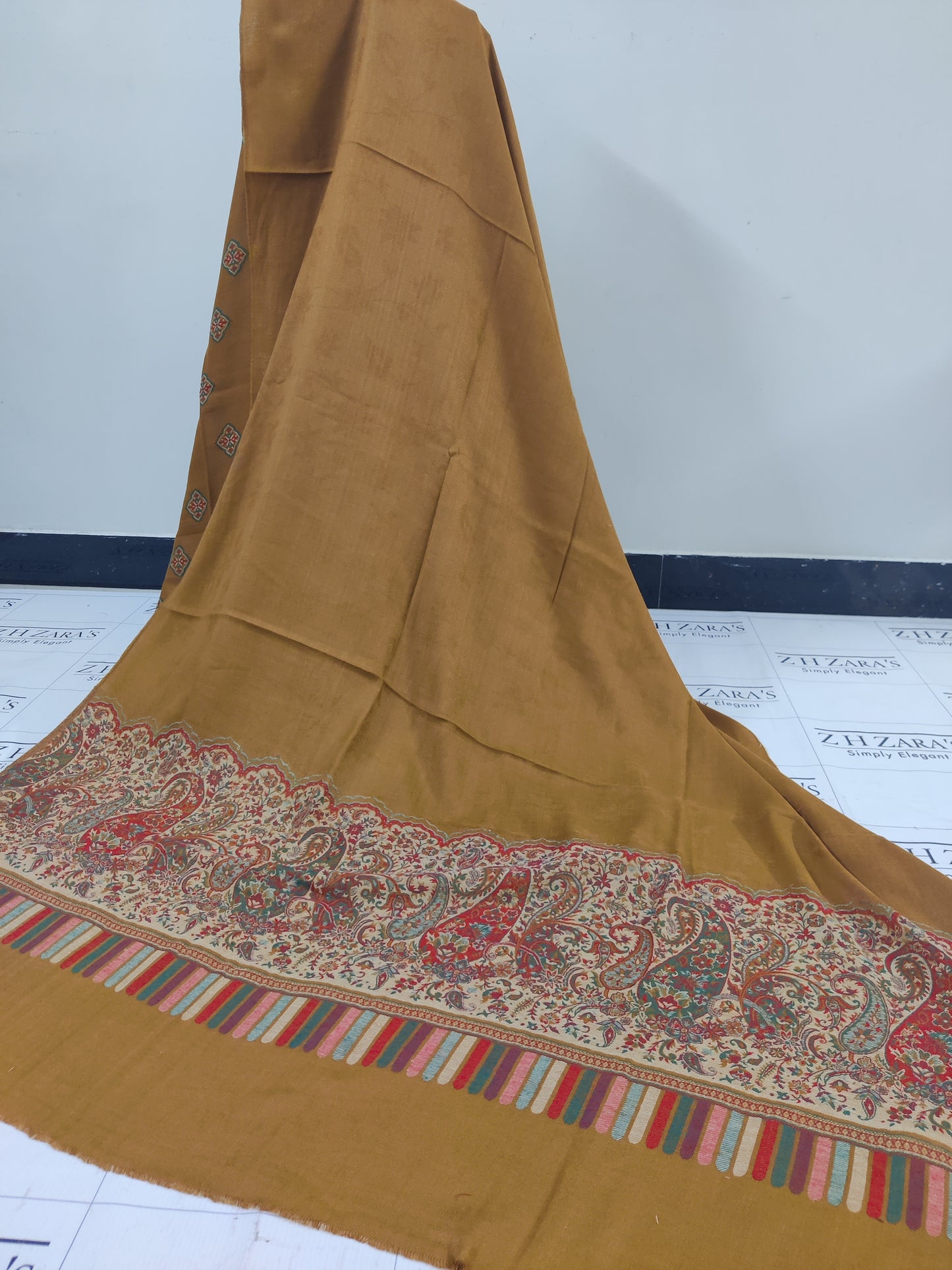 Mustard Full Kani Pashmina 3pc