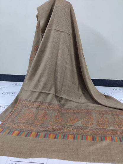 Camel Brown Jacquard Kani Pashmina 3pc