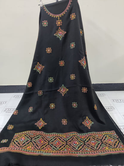 Black Needle Embroidery Pashmina 3pc