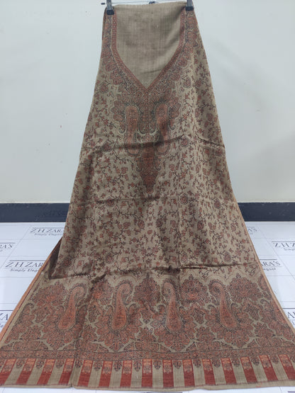 Camel Rust Gala Double Kani Pashmina 3pc