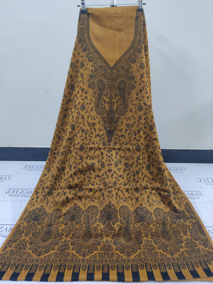 Mustard Black Gala Double Kani Pashmina 3pc