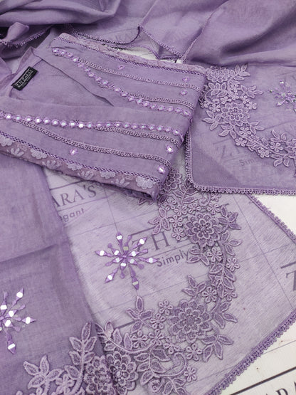 Lavender Purple Mirror Cutwork 2pc