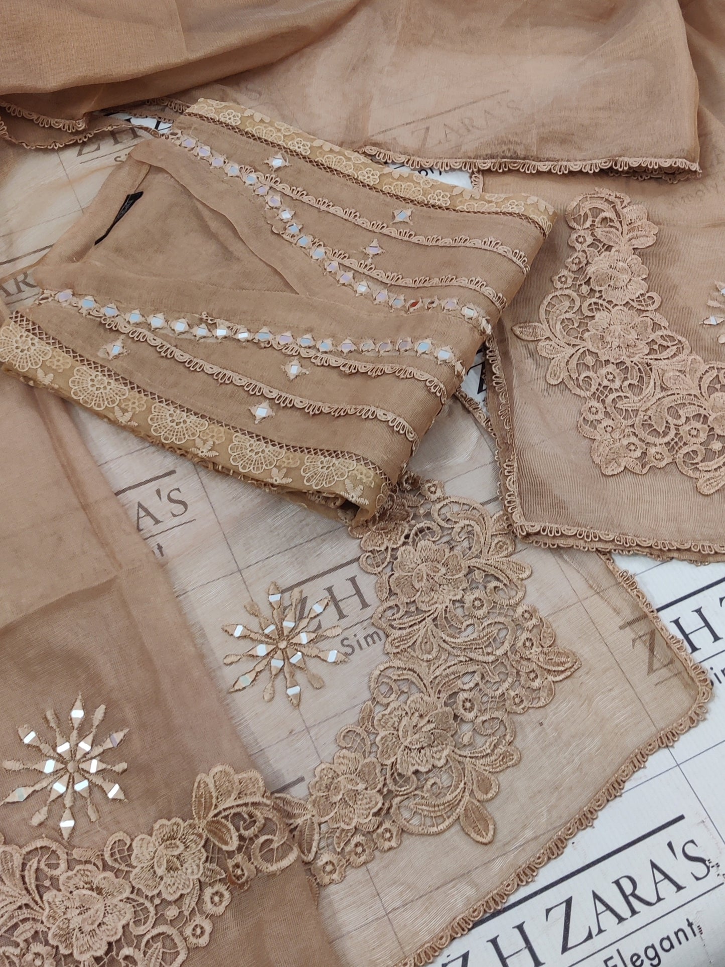 Coffee Mirror Cutwork 2pc