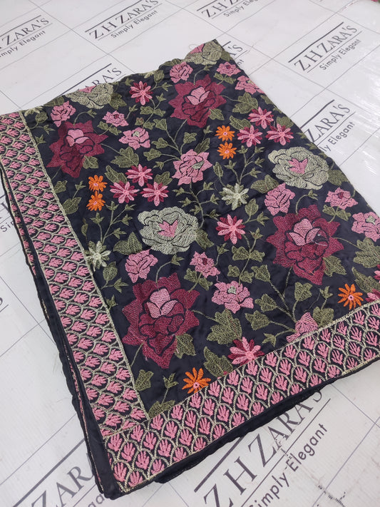 Black Silk Embroidery Shawl