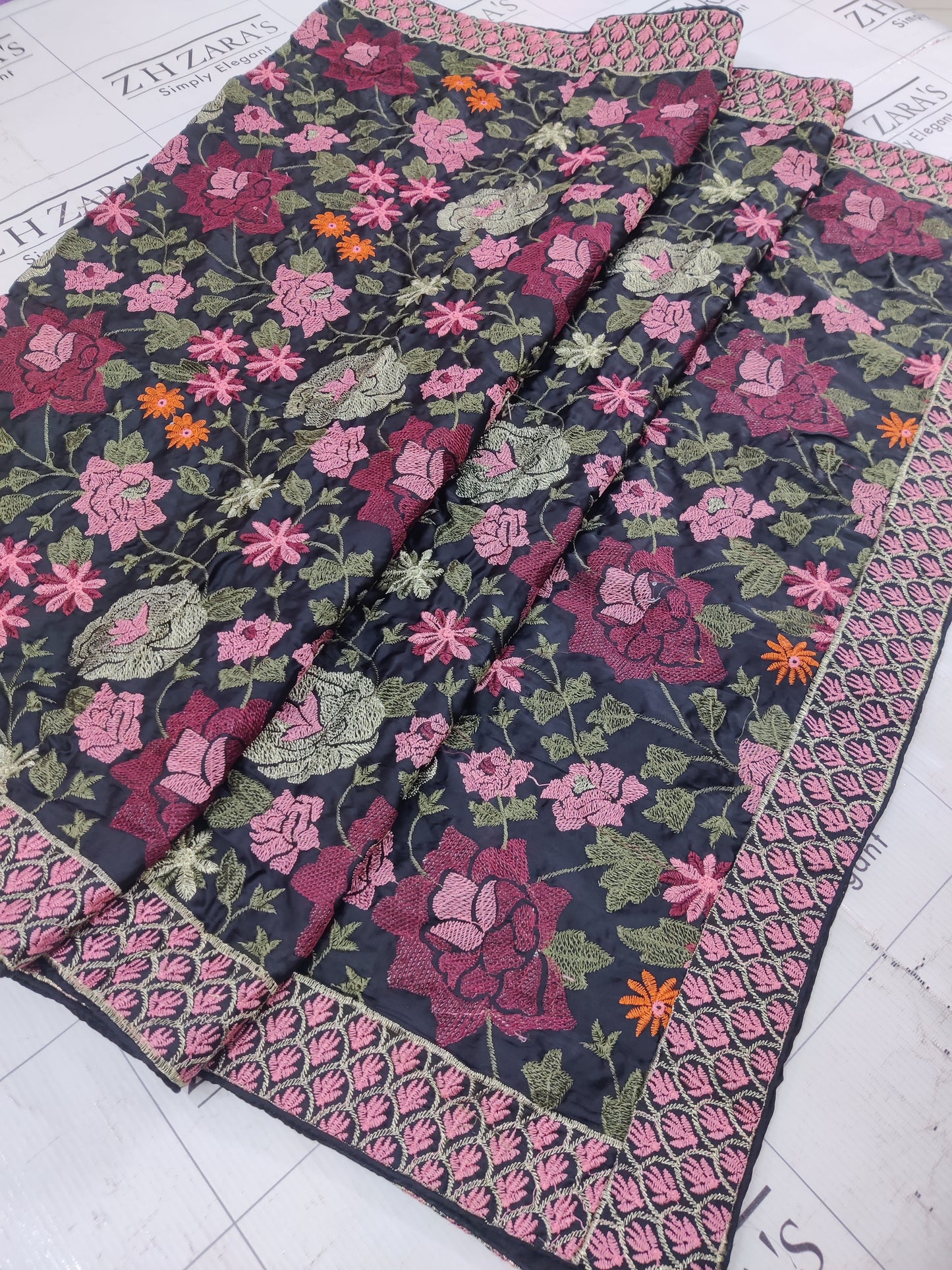 Black Silk Embroidery Shawl