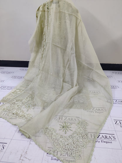 Olive Green Mirror Cutwork 2pc