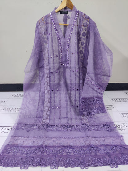 Lavender Purple Mirror Cutwork 2pc