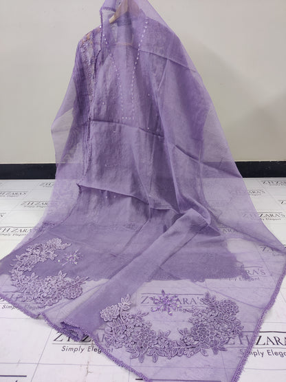 Lavender Purple Mirror Cutwork 2pc