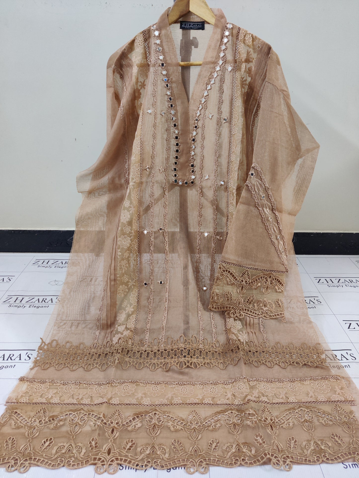 Coffee Mirror Cutwork 2pc