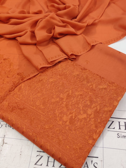 Peachy Orange Anchor Pashmina 3pc