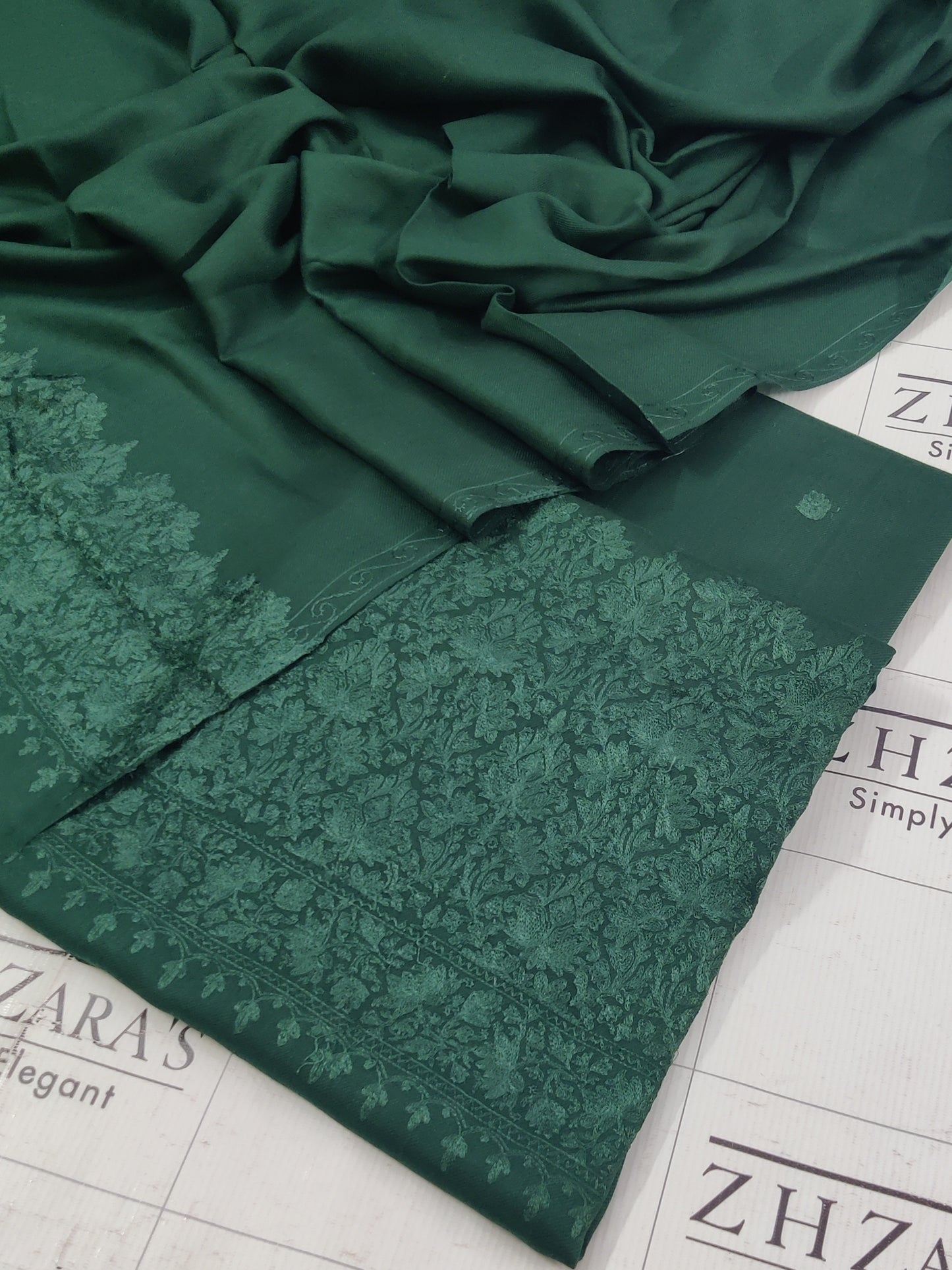 Bottle Green Anchor Pashmina 3pc