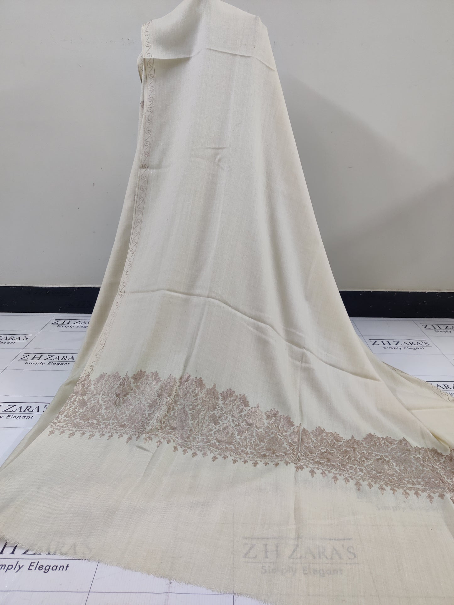 Cream Beige Anchor Pashmina 3pc