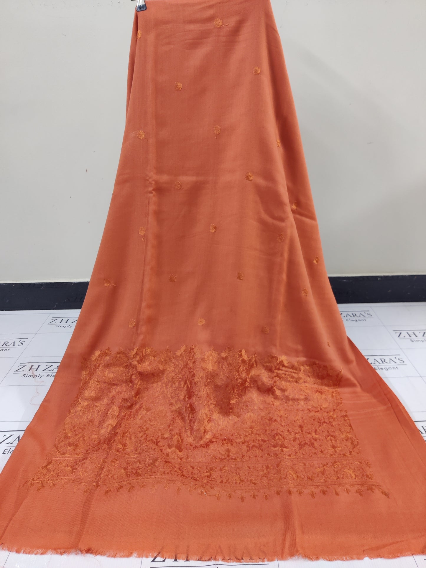 Peachy Orange Anchor Pashmina 3pc