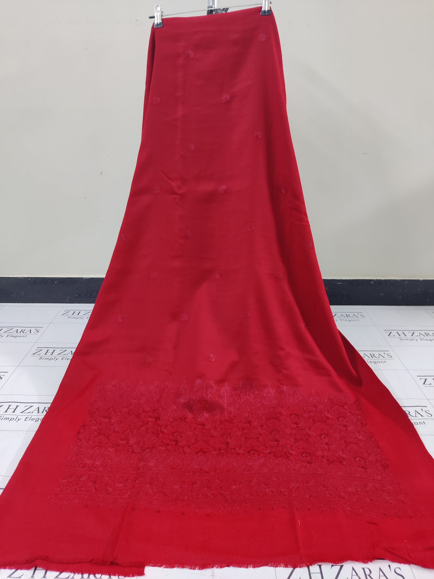 Deep Red Anchor Pashmina 3pc