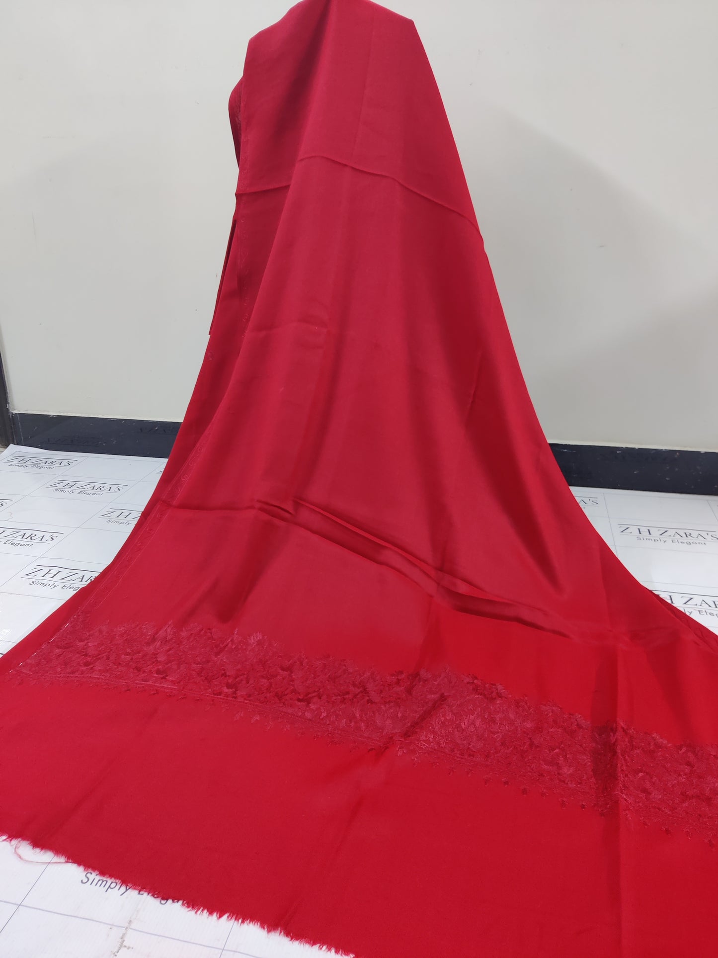 Deep Red Anchor Pashmina 3pc