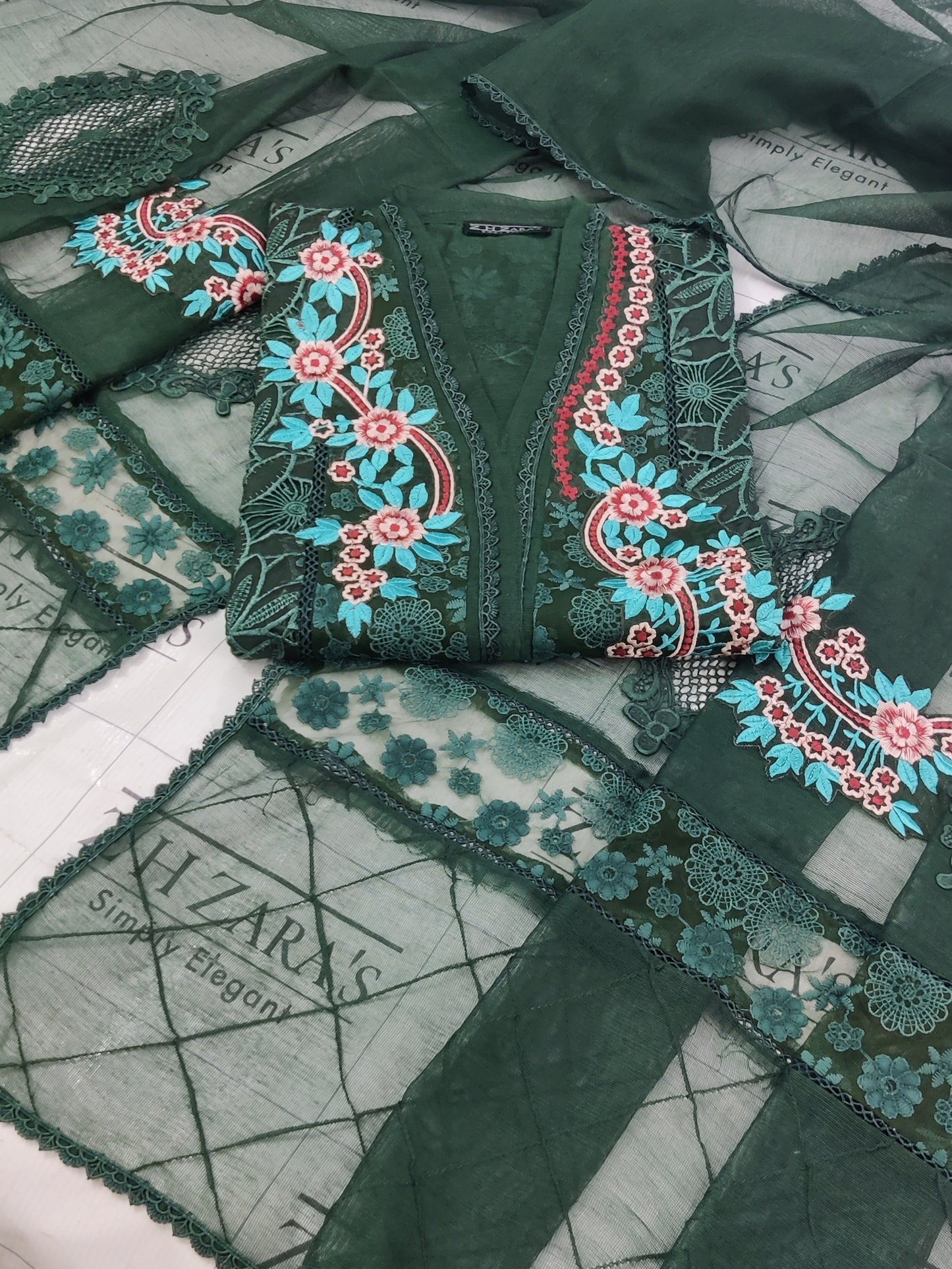 Bottle Green Mehru 2pc