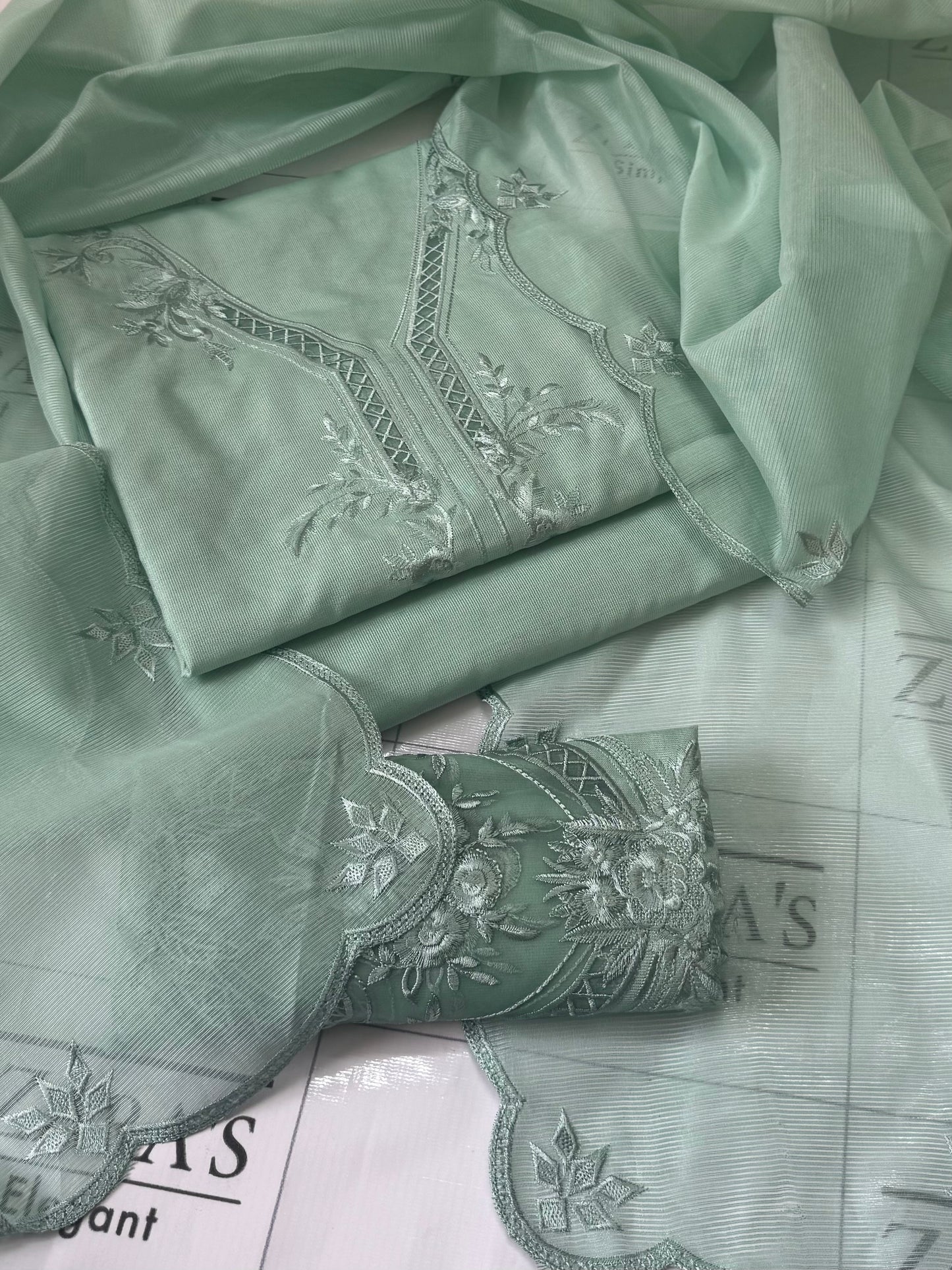 Aqua Mint Green Aarzoo 3pc