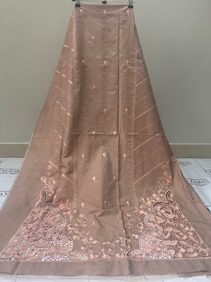 Dusty Peach Resham Silk Cutwork 3pc