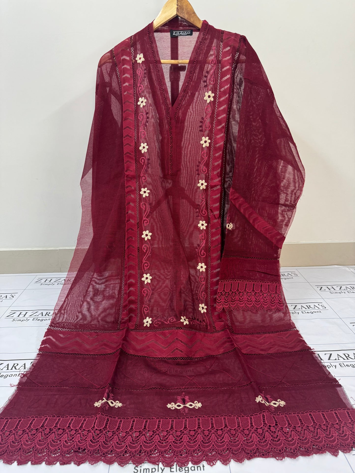 Maroon Marjan 2pc