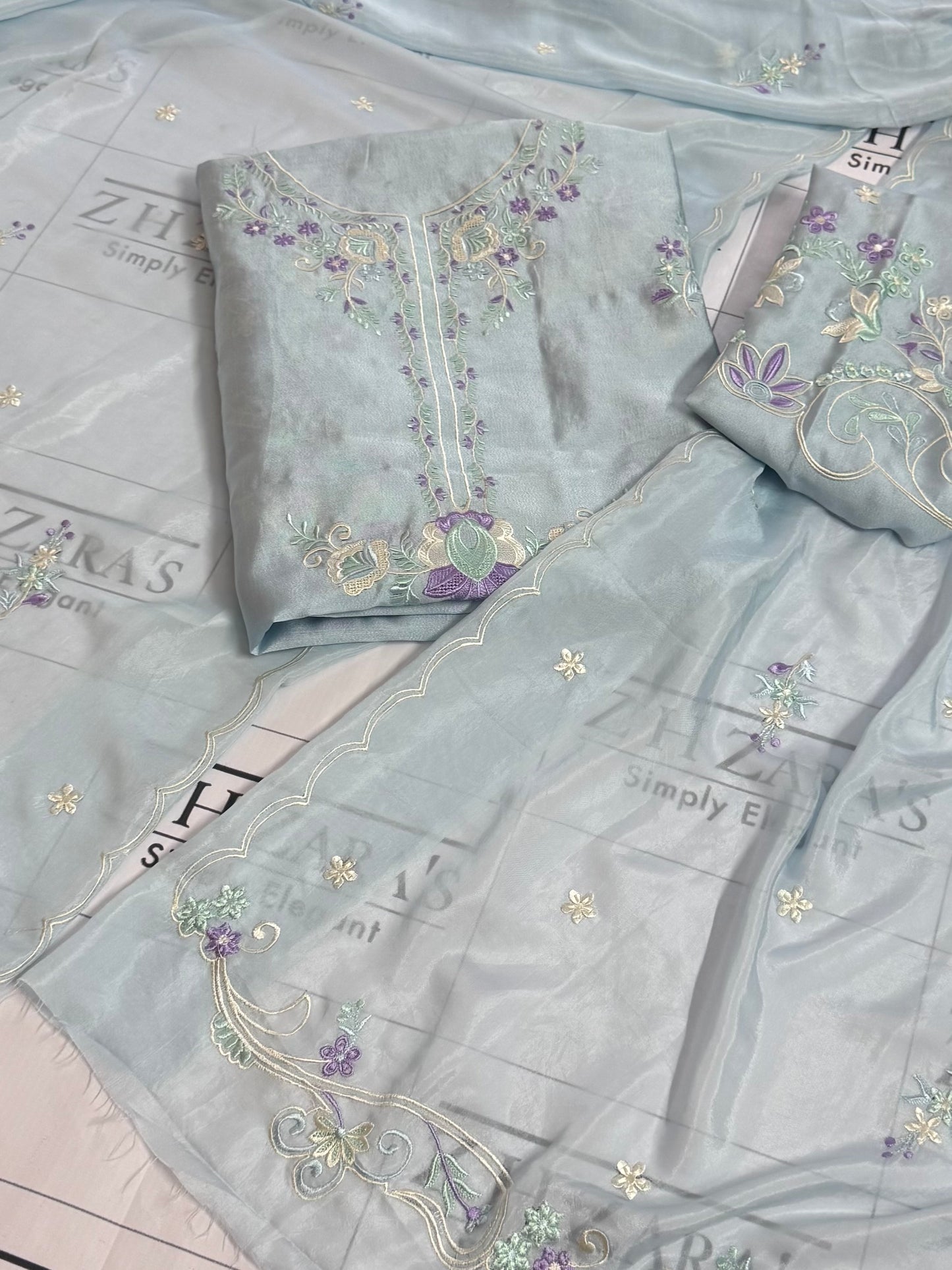 Ice Blue Kaftan 2pc