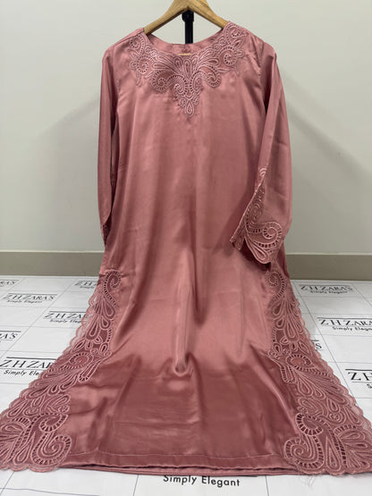 Tea Pink Silk Cutwork 3pc