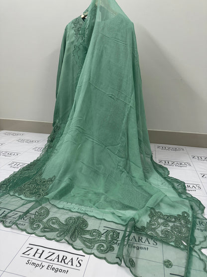 Mint Green Silk Cutwork 3pc