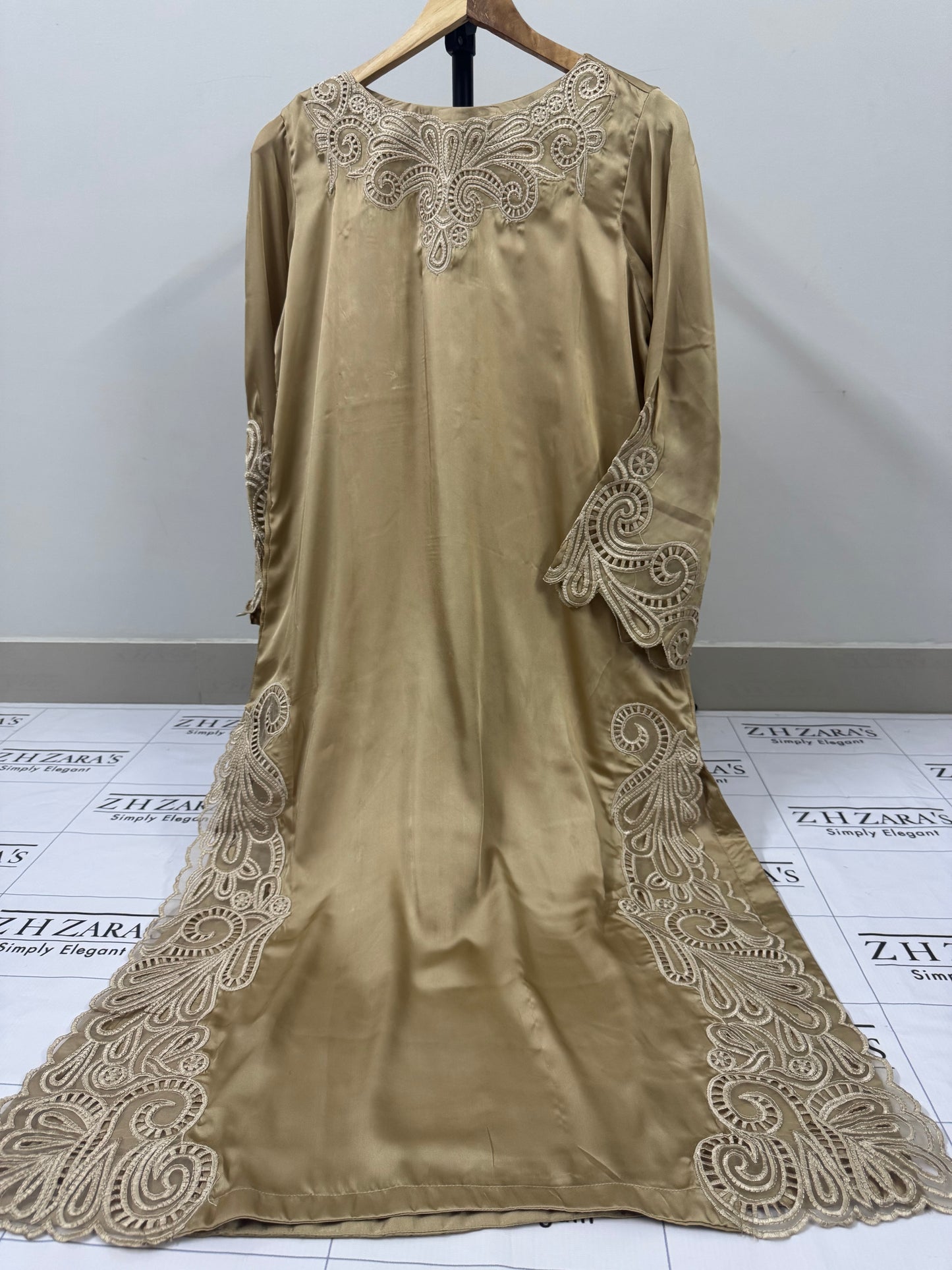Coffee Silk Cutwork 3pc