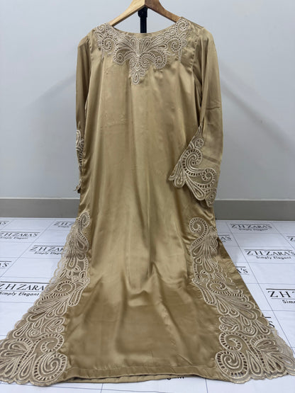 Coffee Silk Cutwork 3pc