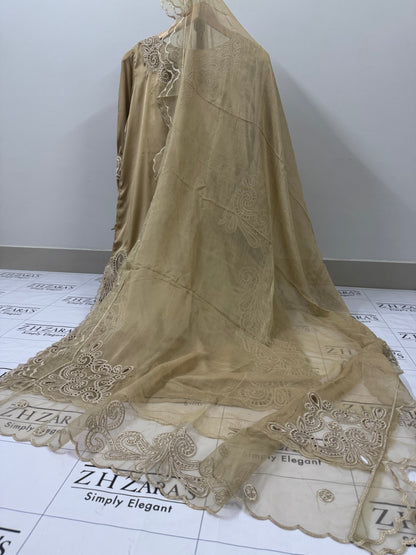 Coffee Silk Cutwork 3pc
