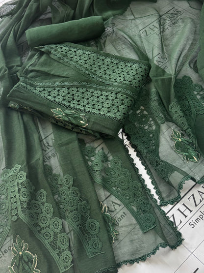 Bottle Green 3d Petals 3pc