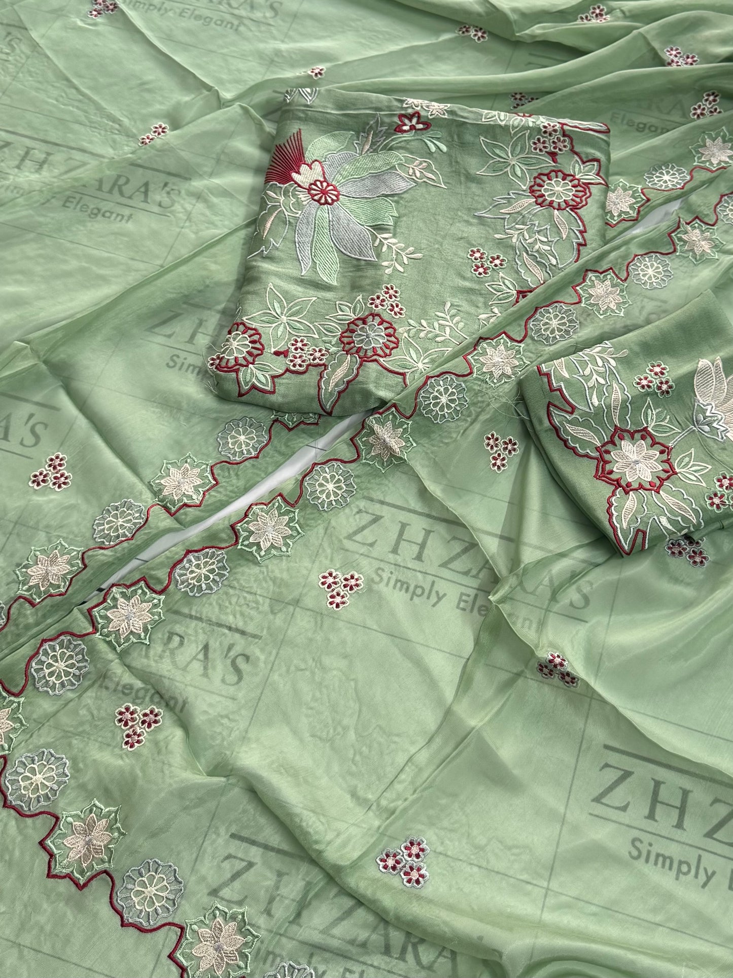 Pista Mint Green Kaftan 2pc