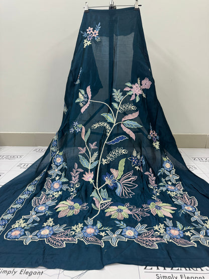 Peacock Blue Royal Kaftan Shirt