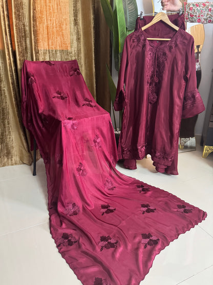 Deep Maroon Zarmina 3pc