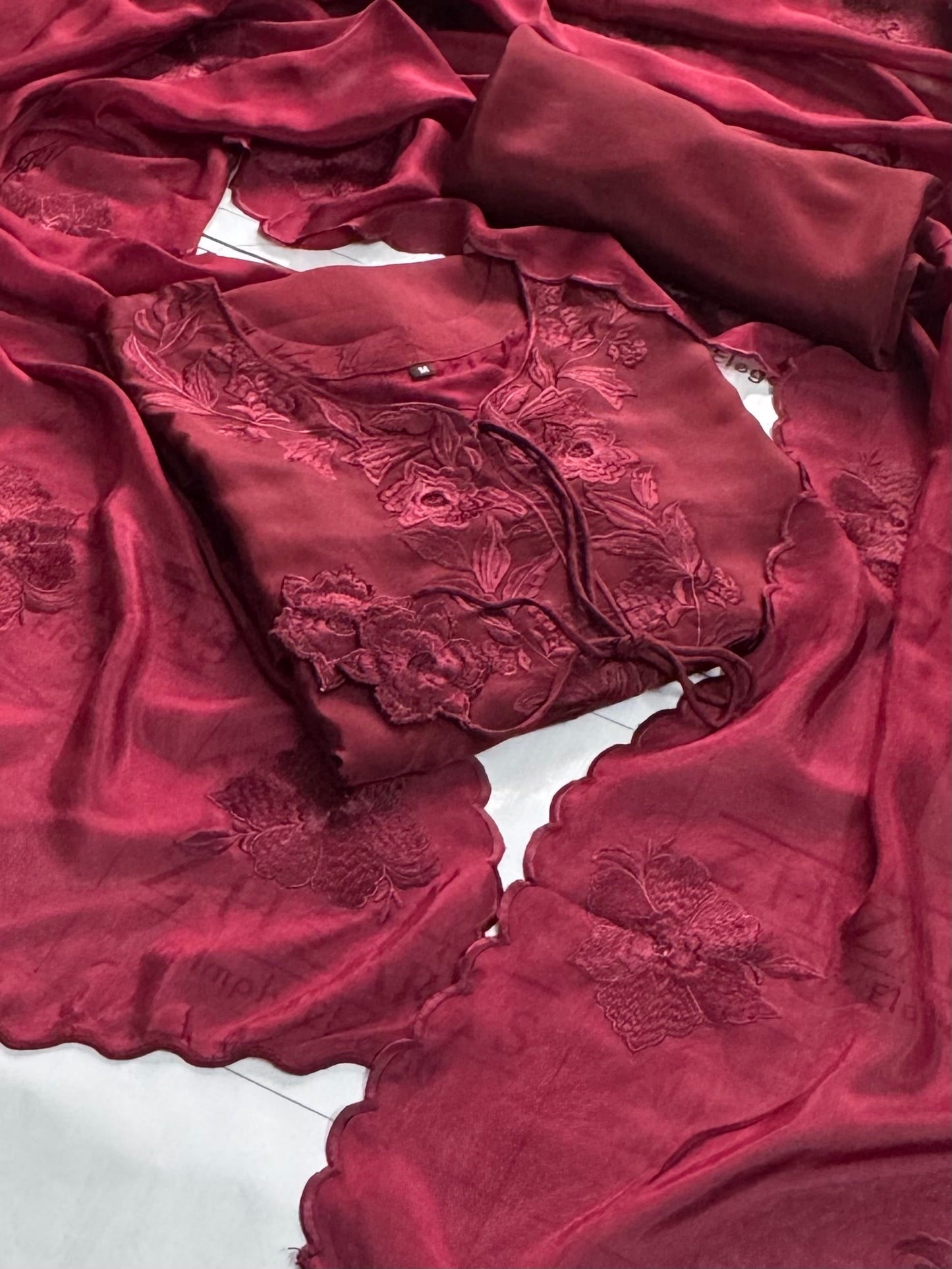 Deep Maroon Zarmina 3pc